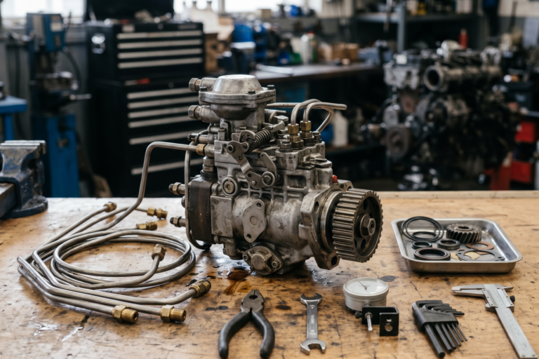 Bosch pumpa za dizel motor na servisnom radnom stolu