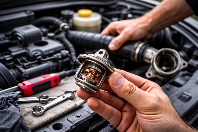 Termostat automobila u ruci mehaničara – provera rashladnog sistema motora