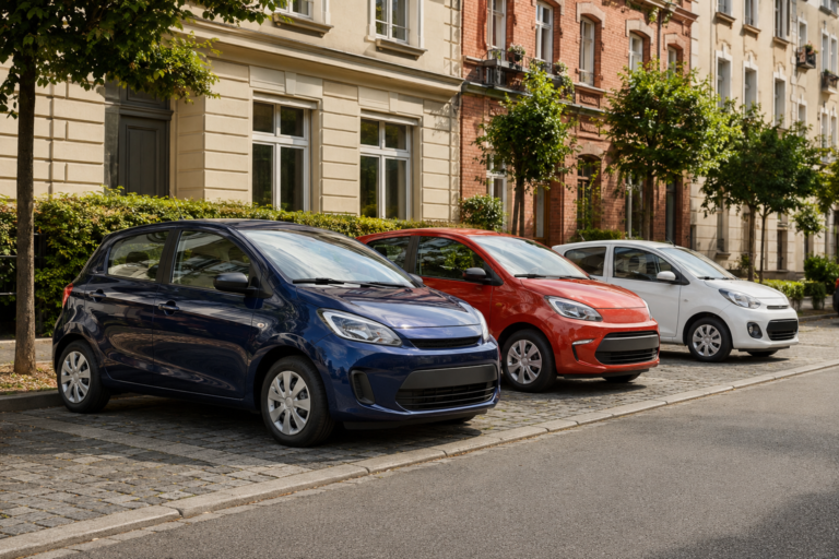 Mali automobili parkirani na gradskoj ulici